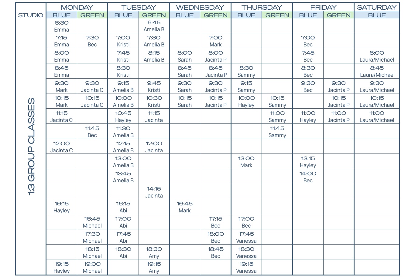 Clinical Pilates Timetable Malvern Physio