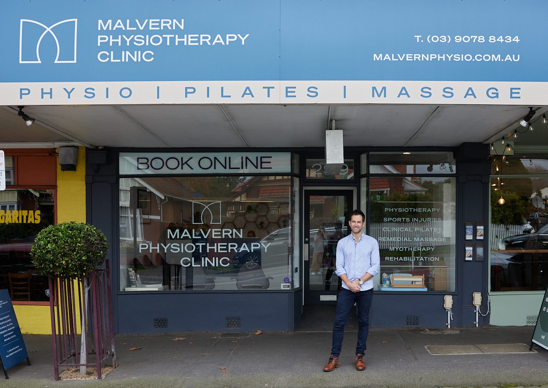 Mark by the front window of Malvern Physio Clinic